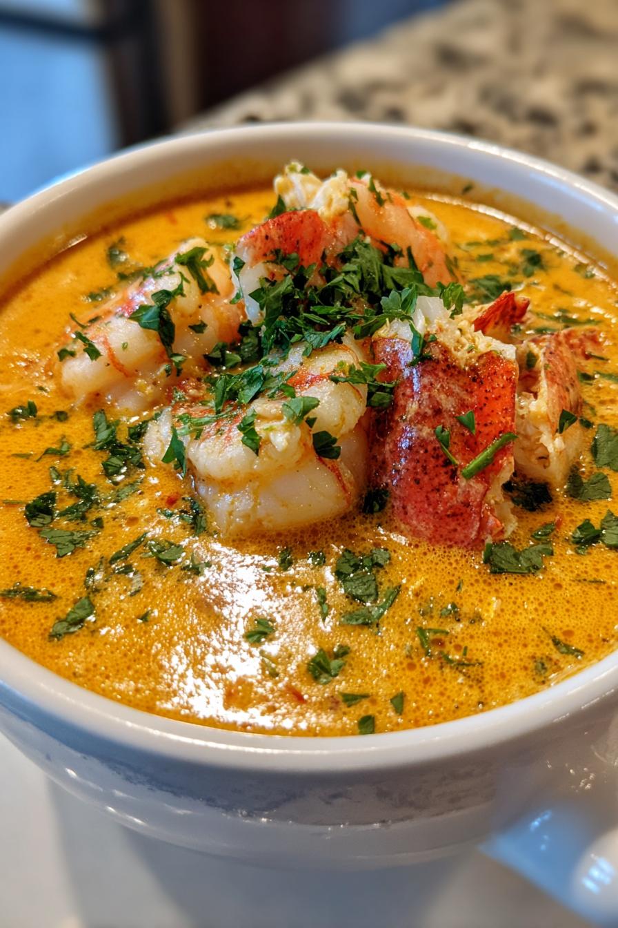 creamy crab and shrimp seafood bisque - detail 2