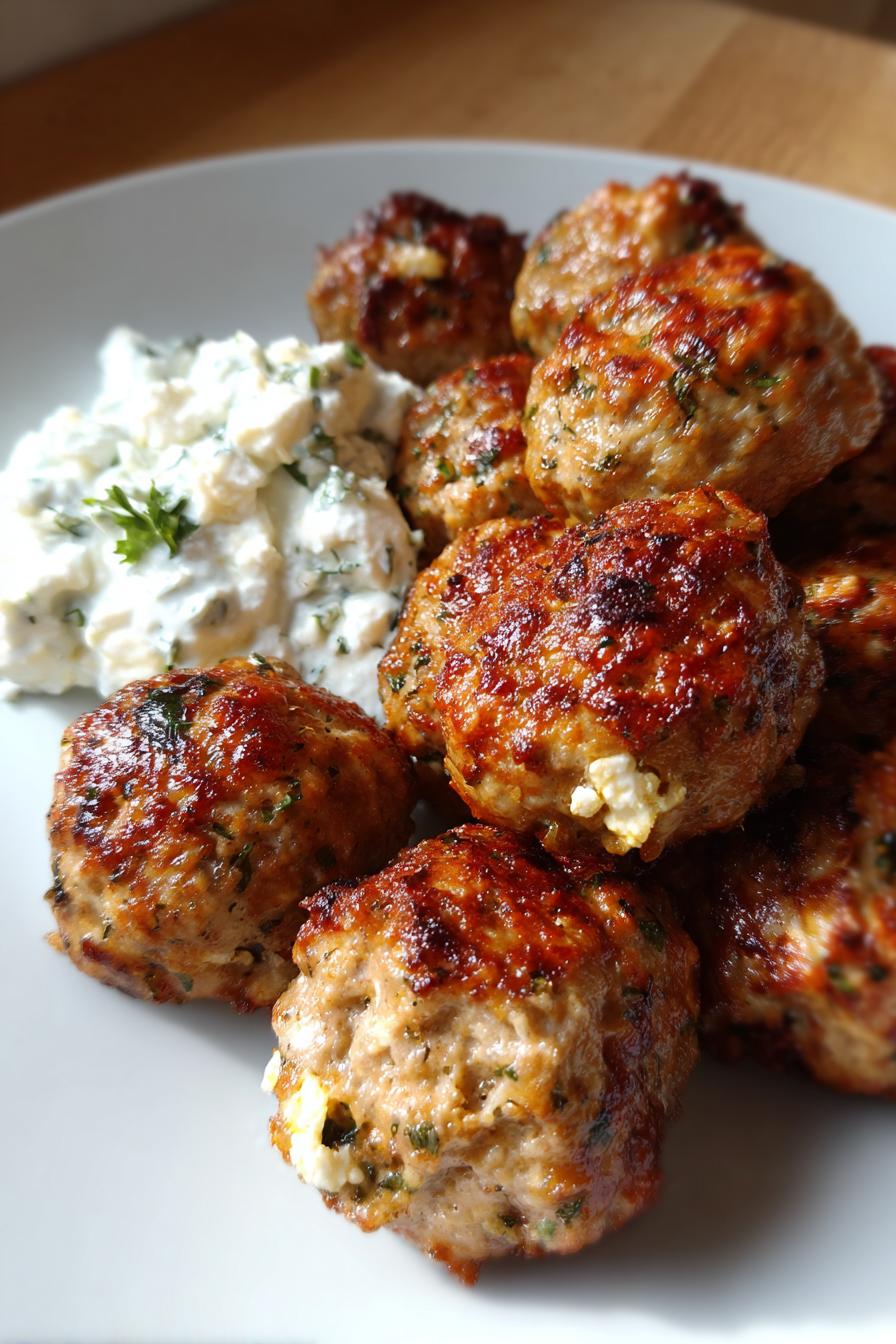 Greek Turkey Meatballs with Feta - Air Fryer Recipe