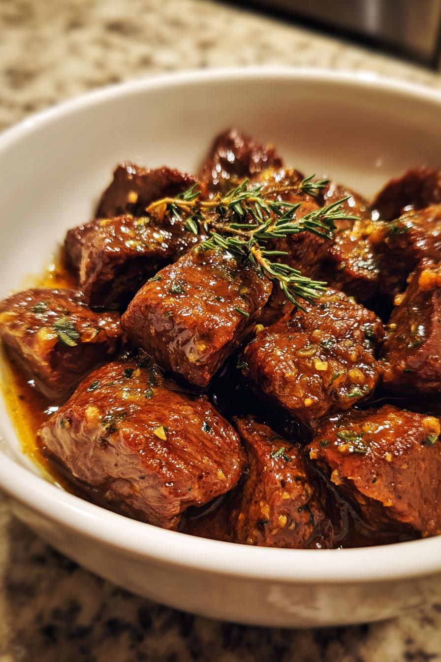 garlic steak bites crockpot